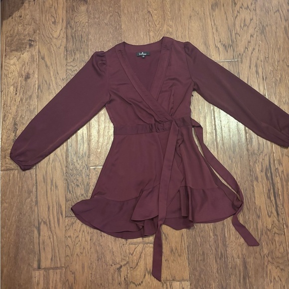 Lulu’s Burgundy Wrap Dress - Picture 2 of 3